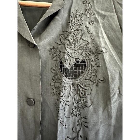 Vintage Henan Arts & Crafts Womans Silk Button Up Top Size 38 Rare 60s - Picture 10 of 14